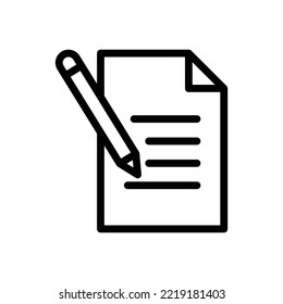 Paper document line icon  illustration with pencil. icons related to writing document. Simple vector design editable. Pixel perfect at 32 x 32
