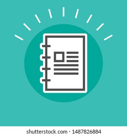 Paper document line icon with notes. Sticker icon concept.