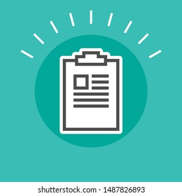 Paper document line icon with notes. Sticker icon concept.