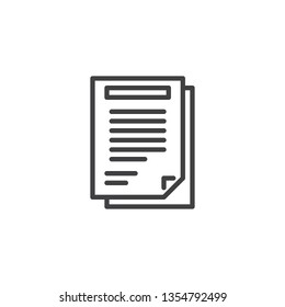 Paper document line icon. Office document linear style sign for mobile concept and web design. Document file outline vector icon. Symbol, logo illustration. Pixel perfect vector graphics