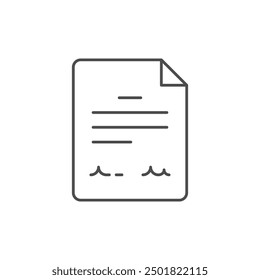 Icono de esquema de línea de documento en papel