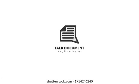 Diseño del logotipo del documento de papel combinado con un formulario de chat. vectorial