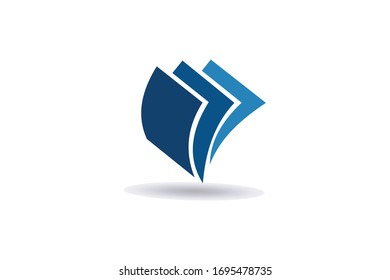 paper document logo. open book education library literature school logo concept