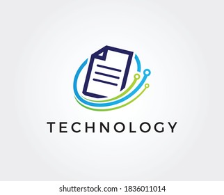 Paper document logo vector for software agency, software house, printing service, software developer, accounting, finance company, banking, bookstore, book publishers.