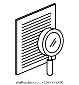 paper document with magnifying glass isometric icon