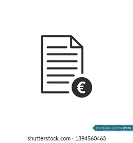 Paper Document and Money Euro Sign icon vector Template Illustration Design
