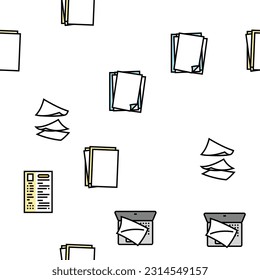 paper document office note page vector seamless pattern thin line illustration
