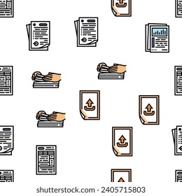 documento de papel página de oficina vector de patrón sin problemas línea delgada ilustración