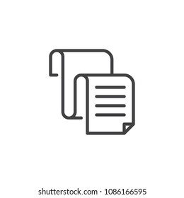Paper document outline icon. linear style sign for mobile concept and web design. Big document roll with text  simple line vector icon. Symbol, logo illustration. Pixel perfect vector graphics