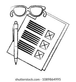 paper document with pen and glasses