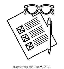 paper document with pen and glasses