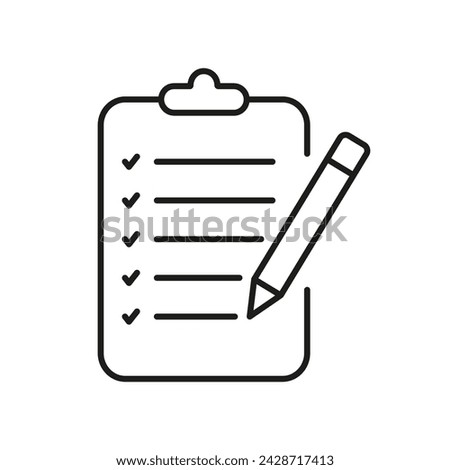 Paper Document With Pen Line Icon. Write Check List Linear Pictogram. Business Contract Page Outline Symbol. Signature On File Sign. Editable Stroke. Isolated Vector Illustration.