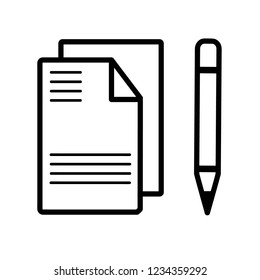 Paper document and pen outline icon. linear style sign for mobile concept and web design. Contract simple line vector icon. Symbol, logo illustration. Pixel perfect vector graphics