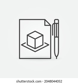 Paper Document with Pen vector concept icon or sign in outline style