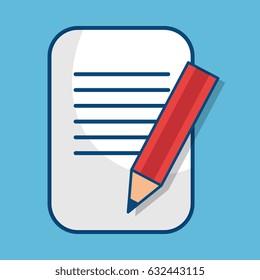 paper document with pencil isolated icon