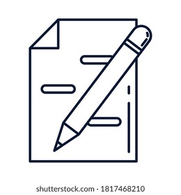 paper document with pencil, line style icon vector illustration design