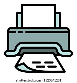 Paper document printer icon. Outline paper document printer vector icon for web design isolated on white background