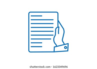 Paper or document receive icon vector blue color