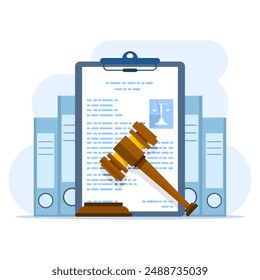 Paper Document with Scales of Justice. Advocacy Element Concept Design. law and justice, legal advice, justice, consulting, law firm and legal services concept, lawyer consultant. vector illustration.