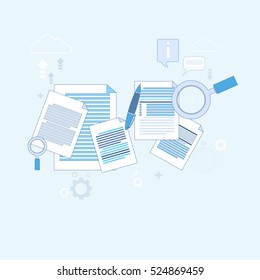 Paper Document Search Magnifying Glass Paperwork Business Vector Illustration