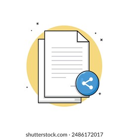 Paper Document with Share Icon Vector Illustration. Shareable Content Concept Design