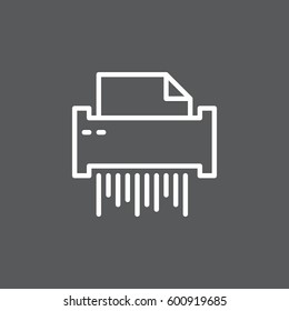 Paper document shredder line icon, outline vector sign, linear white pictogram. Symbol, logo illustration. Editable stroke. Pixel perfect