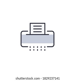 Papierschredder, Vektorsymbol einzeln auf weißem Hintergrund