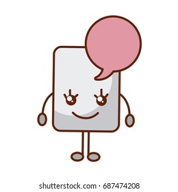 paper document with speech bubble kawaii character