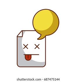 paper document with speech bubble kawaii character