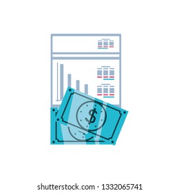 paper document with statistic graphic and bills dollar