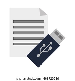 paper document and usb drive  icon