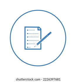 Paper Document Writing Pencil Icon | Circle Version Icon |