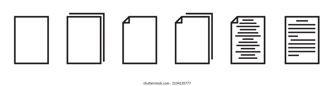 Paper documents icons. File icon. Folded written paper. Vector illustration.