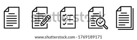 Paper documents icons. Line sumbol. File icon. Folded written paper. Line icon - stock vector.