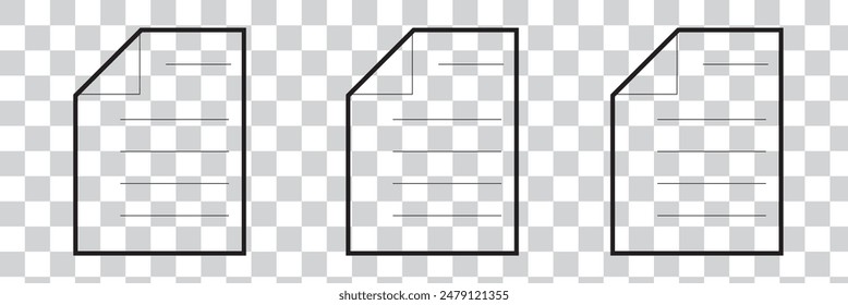 Paper documents icons. Line symbol. File icon. Folded written paper. Line icon - stock vector.