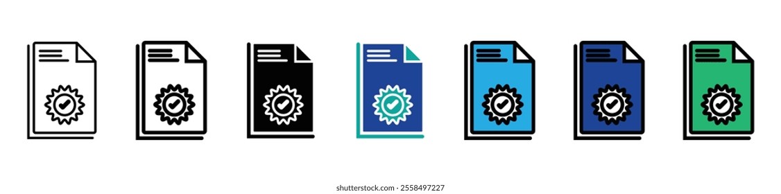 Paper documents icons. Line symbol. File icon. Folded written paper. Line icon - stock vector. approved icon. 