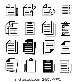 Paper documents icons. Linear File icons.
