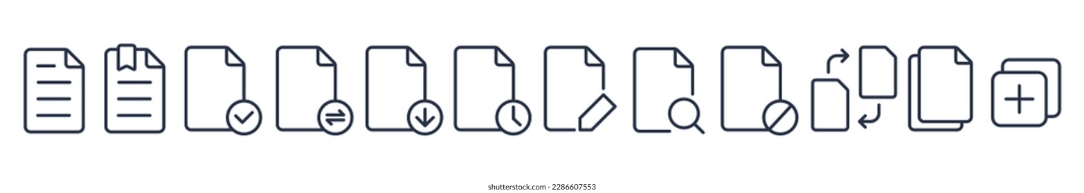 Paper documents icons. Vector graphic illustration. For website design, logo, app, template, ui, etc.
