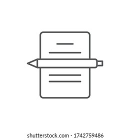 Paper documents and pen vector icon symbol isolated on white background
