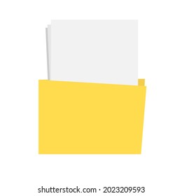 Paper documents in yellow folder