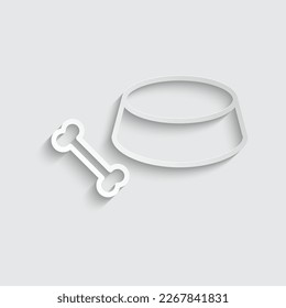 paper dog bowl icon vector logo