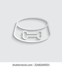 paper dog bowl icon vector logo
