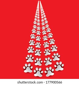 paper dog or cat paws print. vector illustration. poster