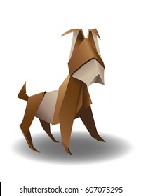Paper dog.
Dog of the paper on a white background. Origami.