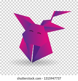 Paper dog in origami style icon symbol. Vector illustration.