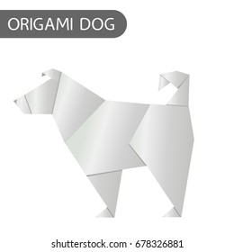 Paper dog in origami style icon. 2018 new year symbol. Vector illustration
