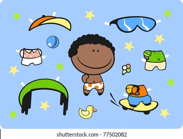 Paper doll - african american boy