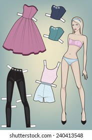 Paper doll blonde woman