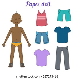 Paper doll boy and clothes vector illustration