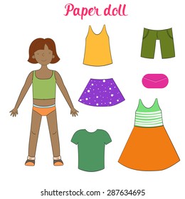 Paper doll boy and clothes vector illustration